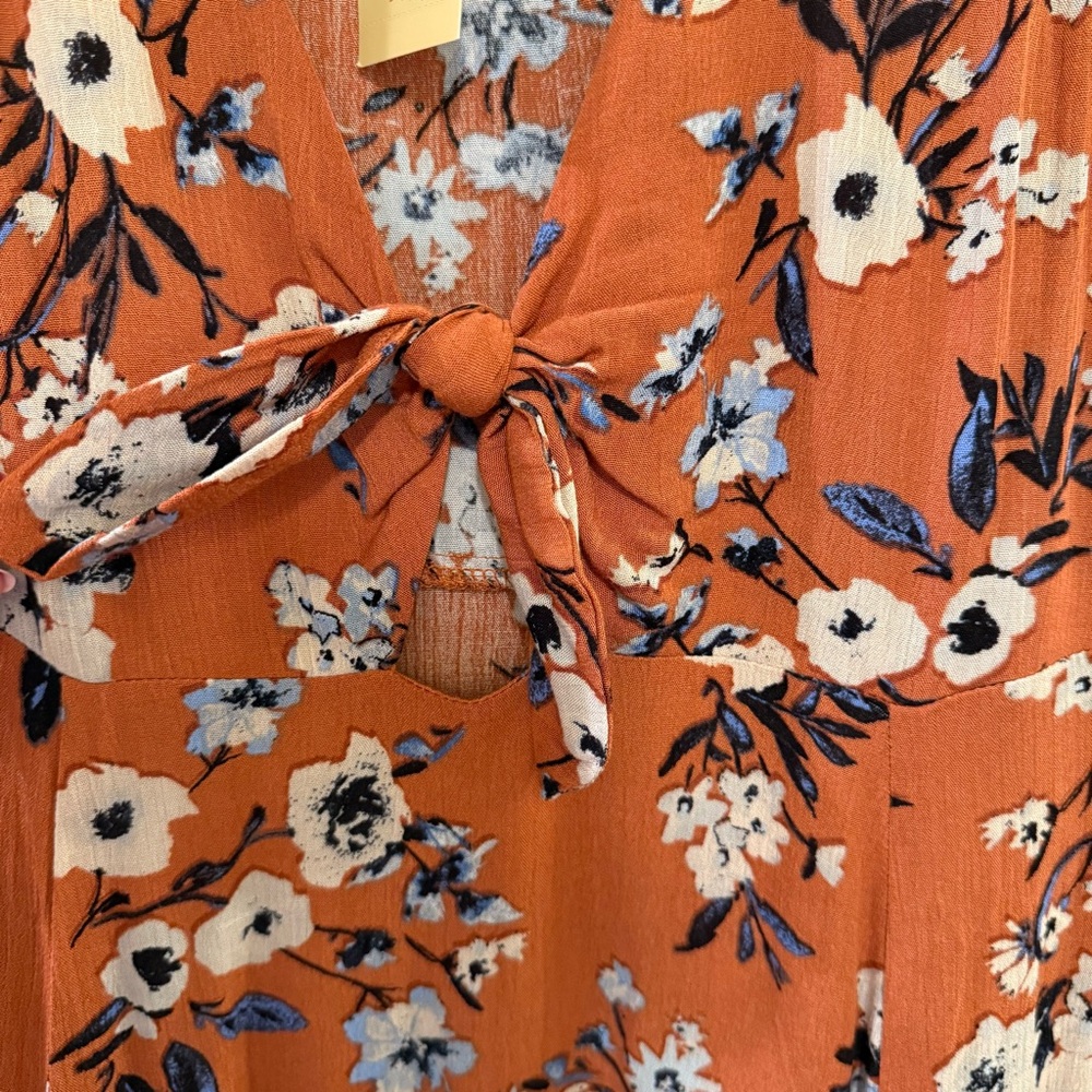 American Rag Rust Floral Mini Dress - Picture 2 of 5